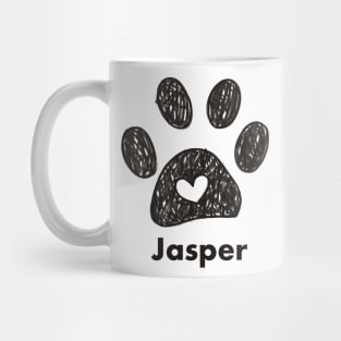 Jasper name made of hand drawn paw prints Mug